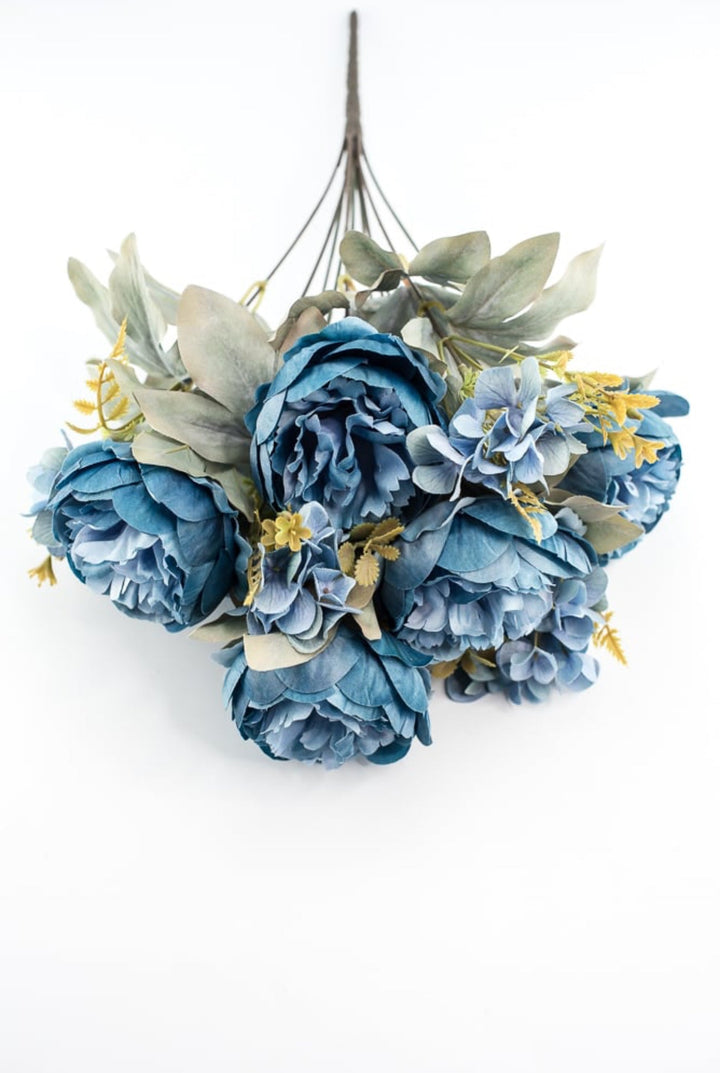 Peony and hydrangea mixed bush - blue - Greenery Market84567 - BL