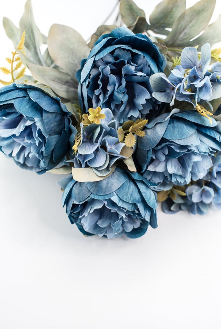 Peony and hydrangea mixed bush - blue - Greenery Market84567 - BL