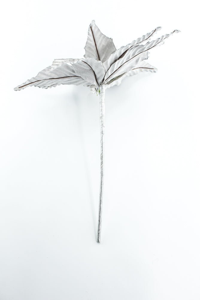 Pewter Matte Metallic Poinsettia Pick - Greenery Market86254PT