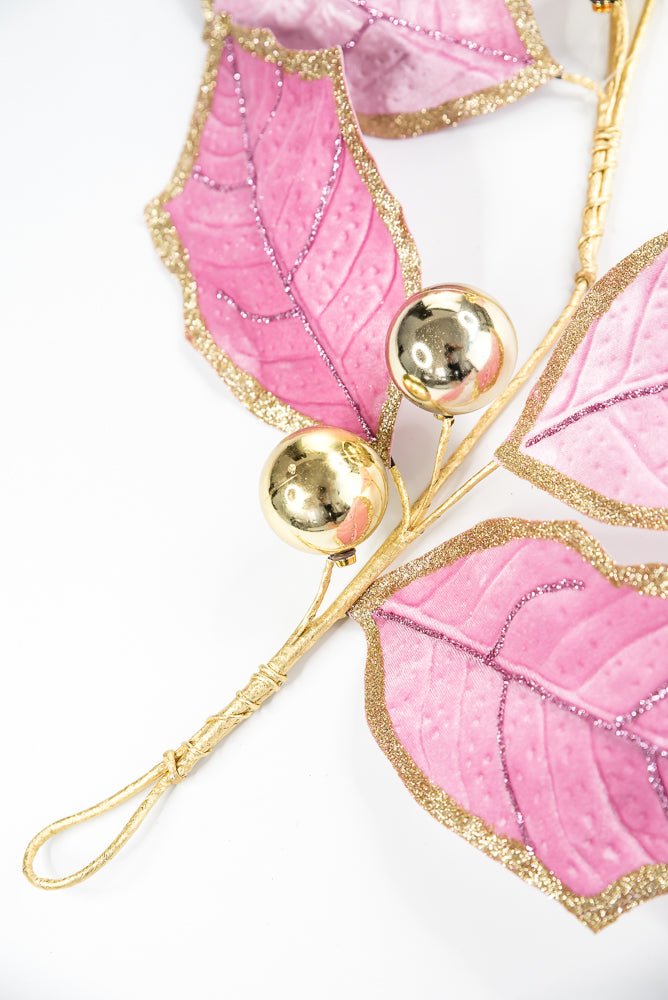 Pink and Gold Holly Leaves Garland - 5FT - Greenery Market86265PKGD
