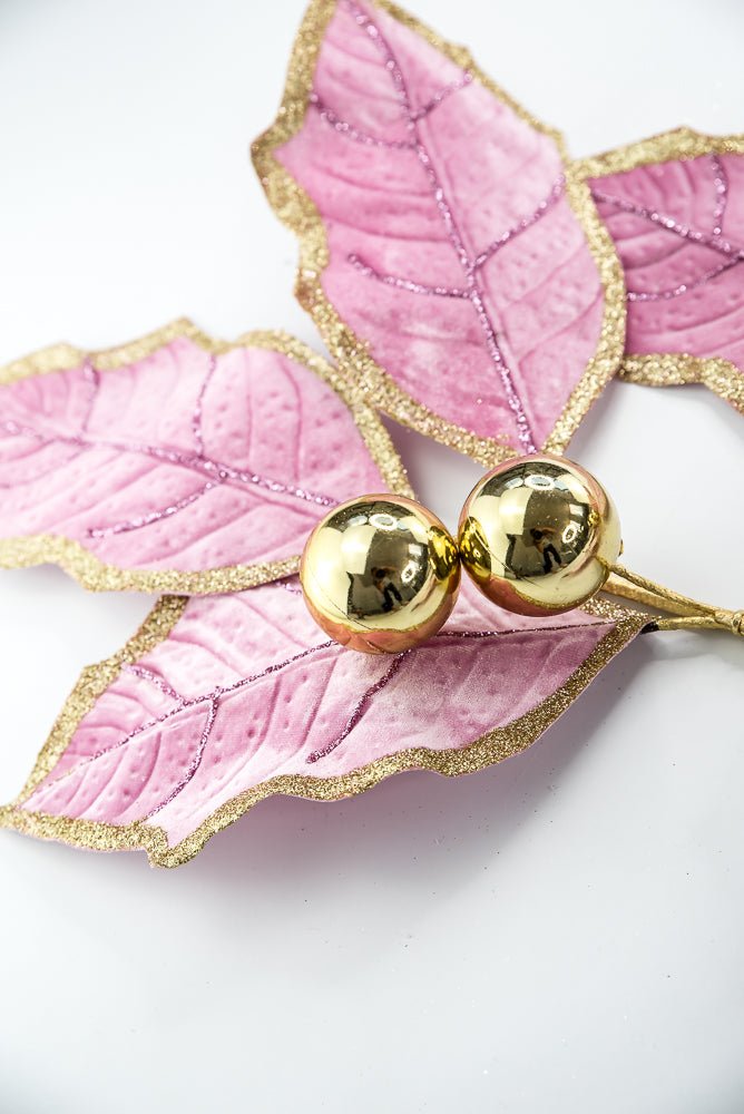 Pink and Gold Holly Leaves Garland - 5FT - Greenery Market86265PKGD