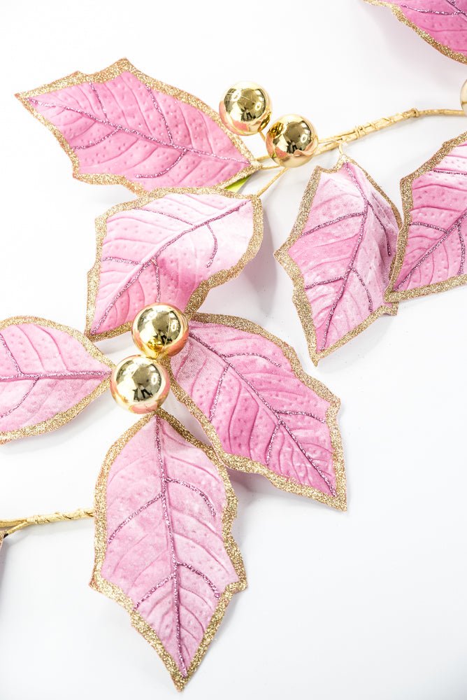 Pink and Gold Holly Leaves Garland - 5FT - Greenery Market86265PKGD