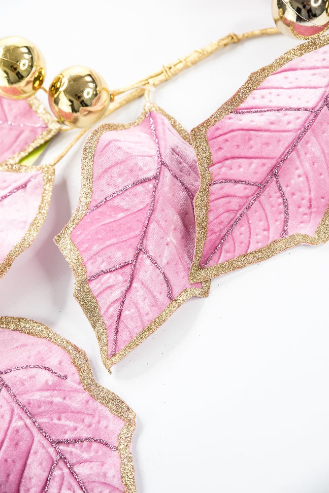 Pink and Gold Holly Leaves Garland - 5FT - Greenery Market86265PKGD