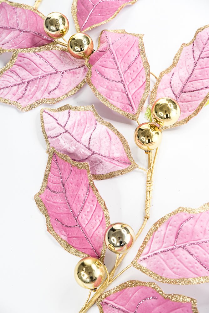 Pink and Gold Holly Leaves Garland - 5FT - Greenery Market86265PKGD