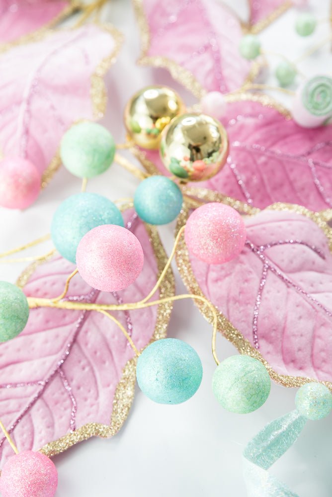 Pink and Gold Holly Leaves Garland - 5FT - Greenery Market86265PKGD