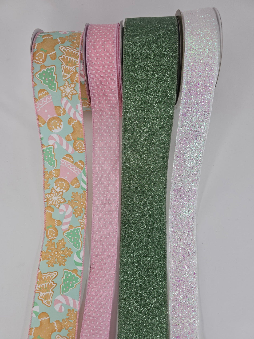 Pink and mint Gingerbread bow bundle x 4 ribbons - Greenery MarketRibbons & TrimPinkGingerSageX4