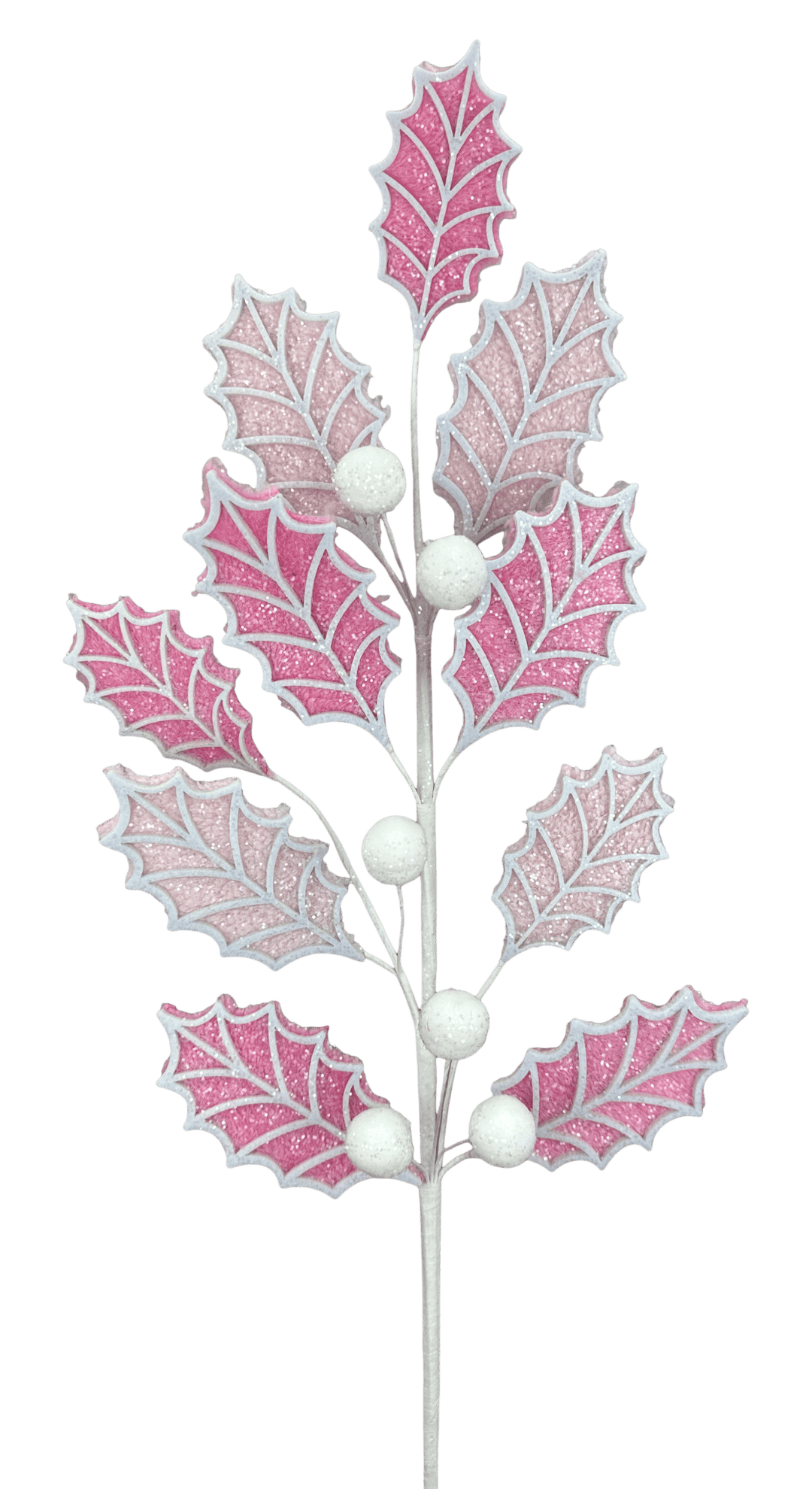 Pink and White Holly Leaves Ball Spray - Greenery Market86245PKWT