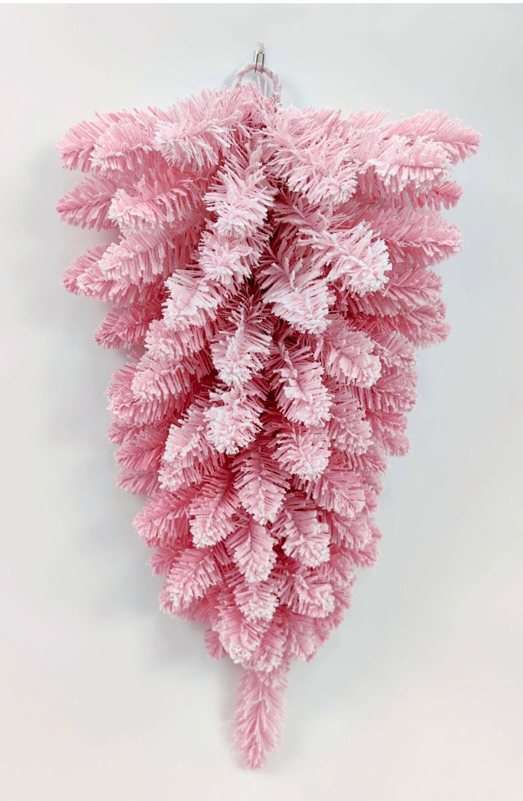 Pink Flocked Teardrop Pine Base - Greenery Market32172