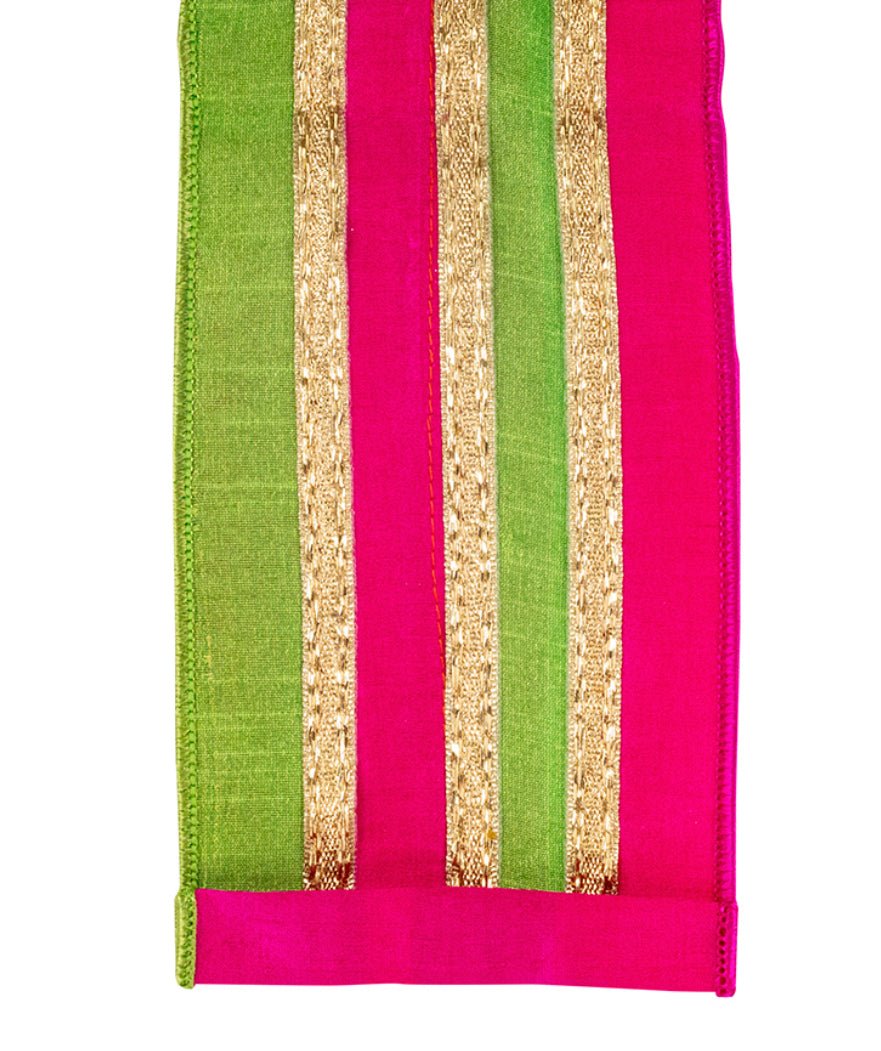 Pink Green Stripe Wired Ribbon 4” - Greenery MarketWired ribbon94509W - 188 - 10D