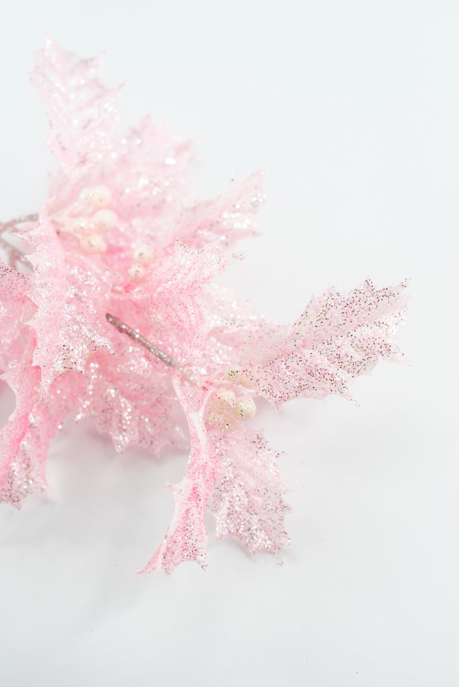 Pink Jelly Holly Leaves Pick - Greenery Market86554PK