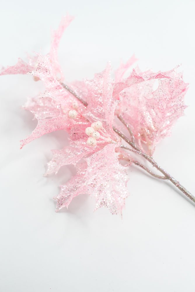 Pink Jelly Holly Leaves Pick - Greenery Market86554PK