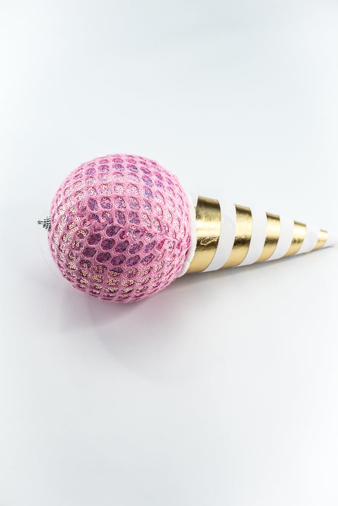 Pink Mesh Ice Cream Ornament - Greenery Market86358PK