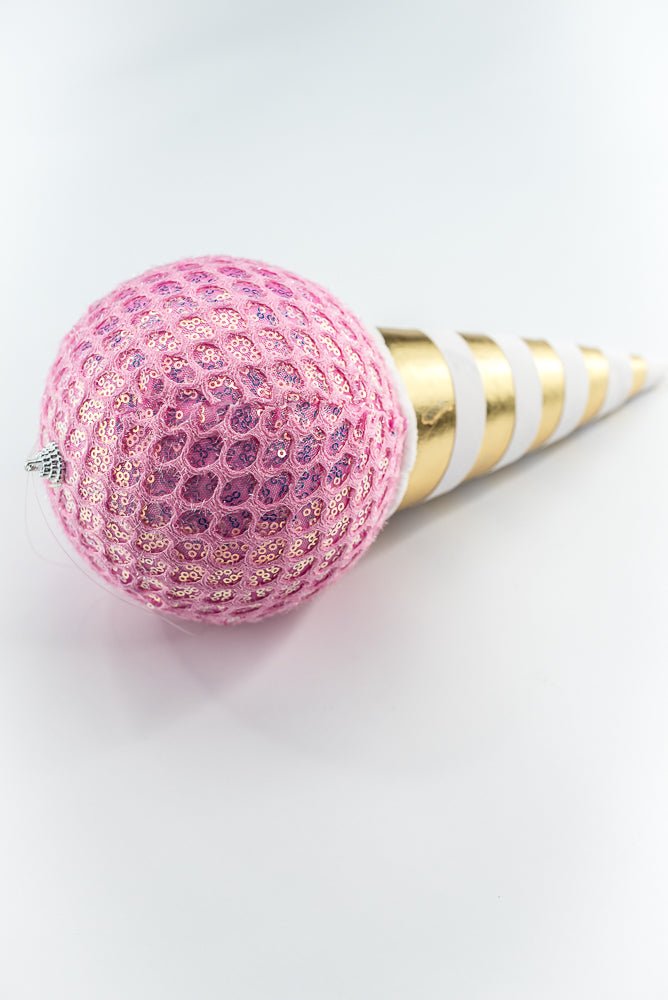 Pink Mesh Ice Cream Ornament - Greenery Market86358PK