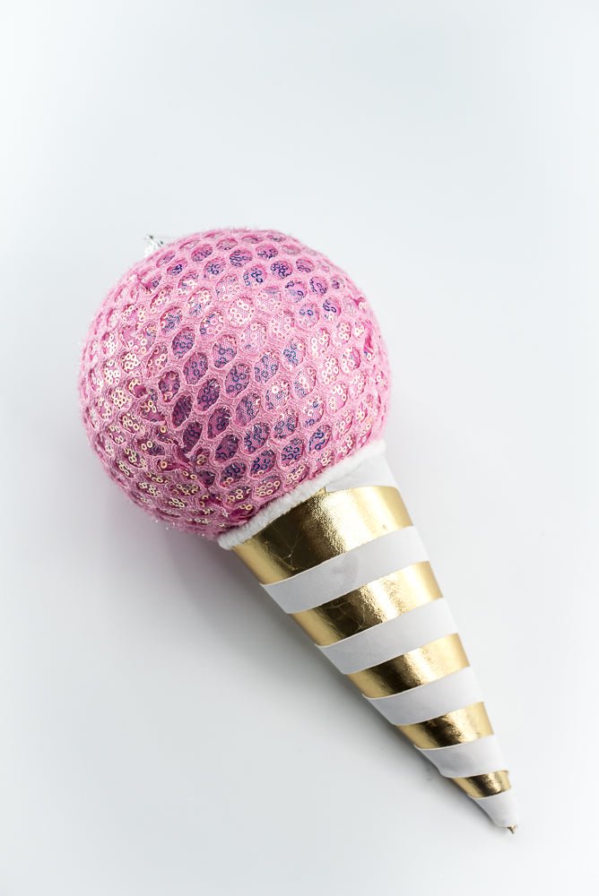 Pink Mesh Ice Cream Ornament - Greenery Market86358PK