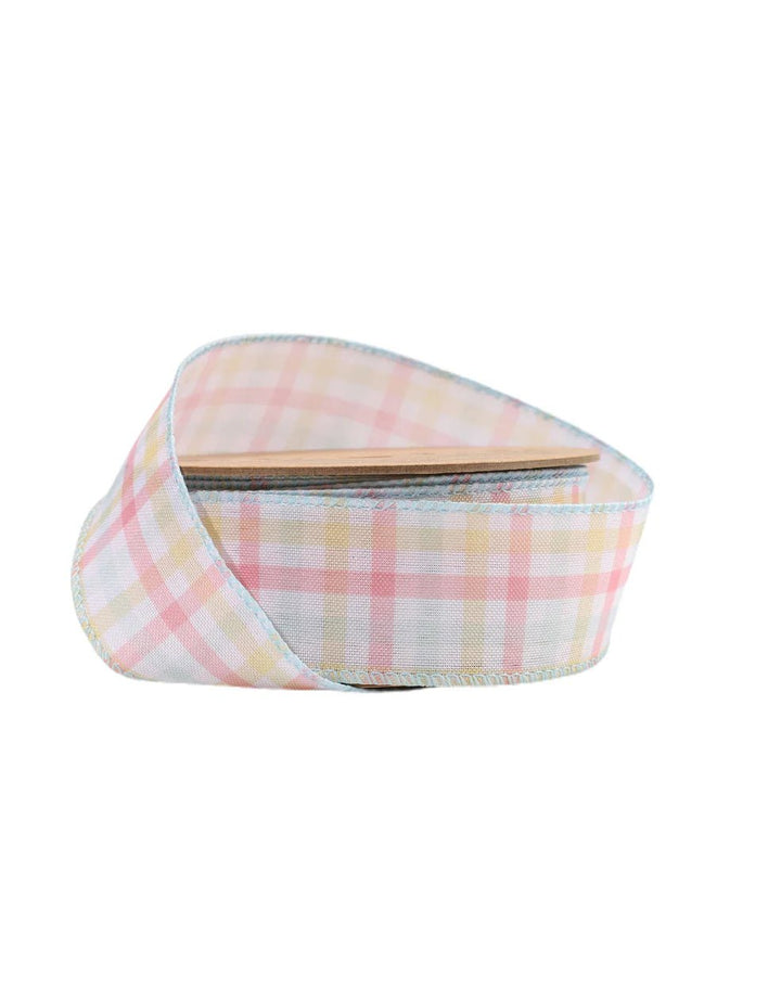 Pink plaid wired ribbon, 1.5" - Greenery Marketwired ribbon9329W - 003 - 38E