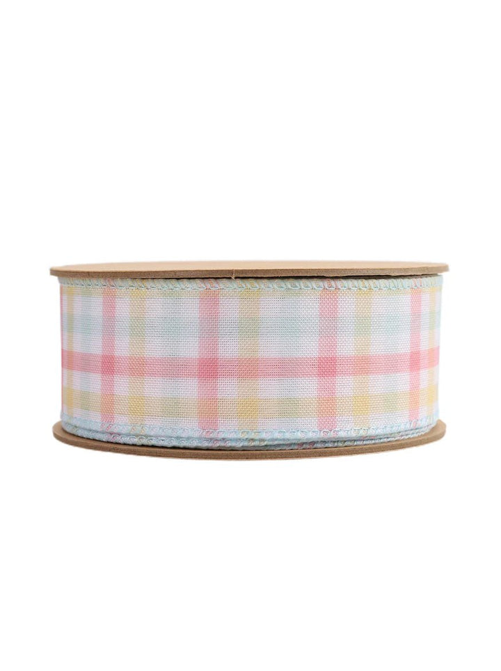 Pink plaid wired ribbon, 1.5" - Greenery Marketwired ribbon9329W - 003 - 38E