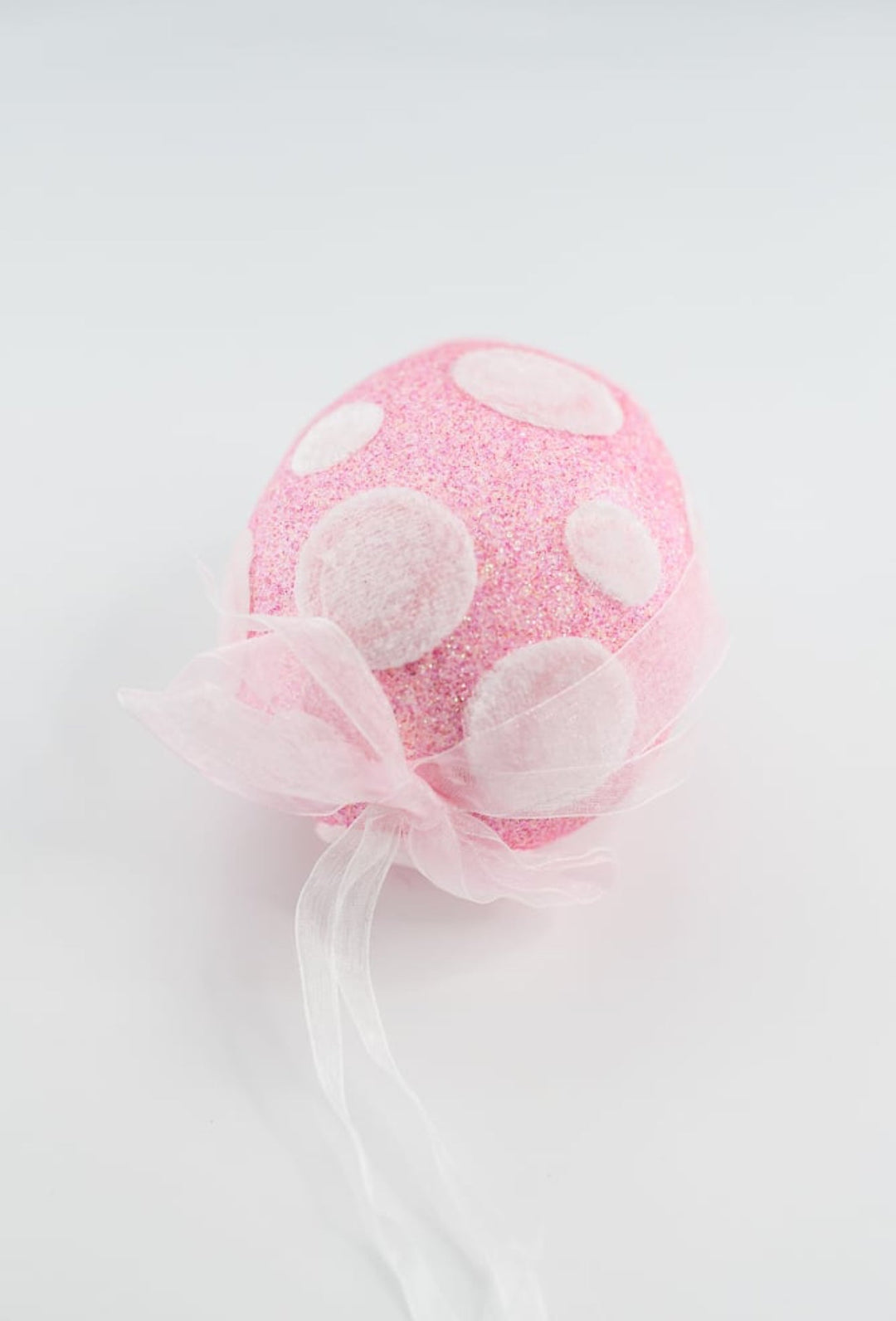 Pink shimmer polkadot egg ornament - Greenery MarketOrnaments62296PK