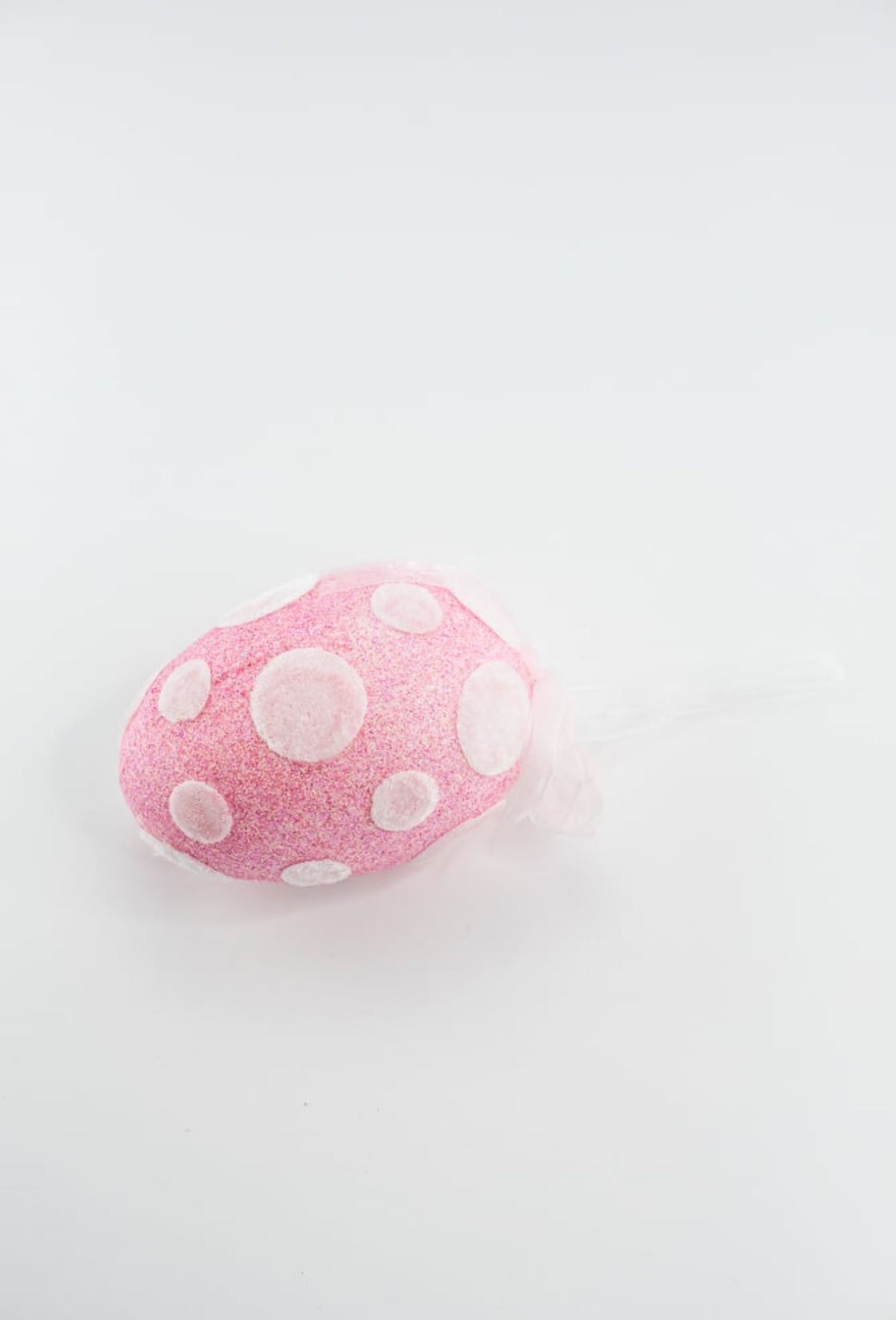Pink shimmer polkadot egg ornament - Greenery MarketOrnaments62296PK