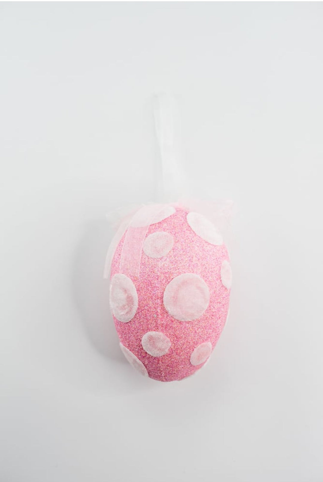 Pink shimmer polkadot egg ornament - Greenery MarketOrnaments62296PK