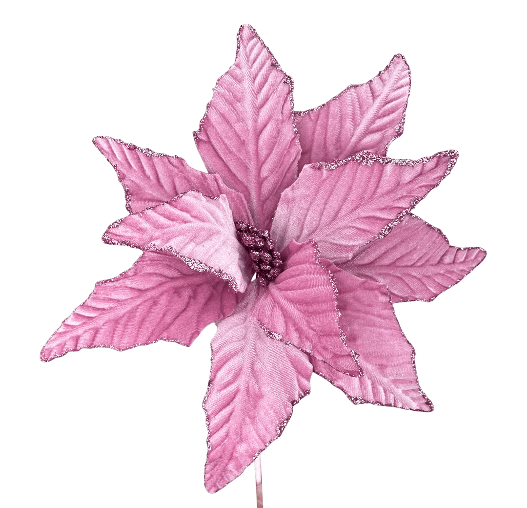 Pink Velvet Poinsettia Pick - Greenery Market85517MV