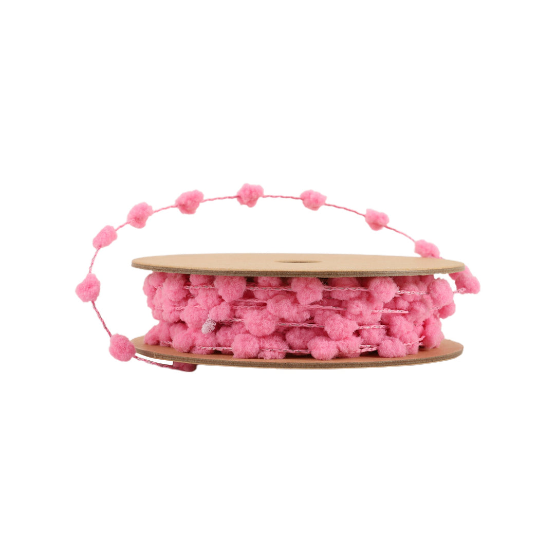Pink Wired Pom Pom Ribbon - 8mm - Greenery Market4106 - 150 - 09G