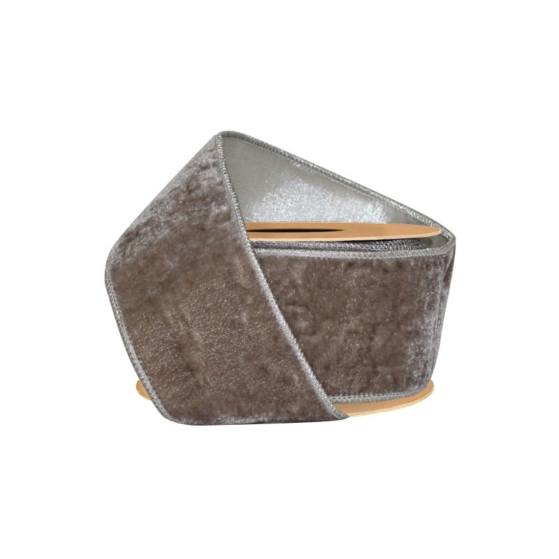 Platinum & Silver Double - Fused Wired Velvet Ribbon w/ Metallic Back Ribbon - 2.5" - Greenery Market7250W - 013 - 63C
