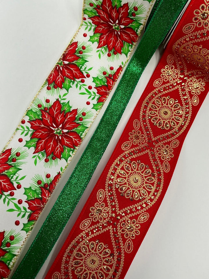 Poinsettia bow bundle x 3 ribbons - Greenery MarketRibbons & Trim