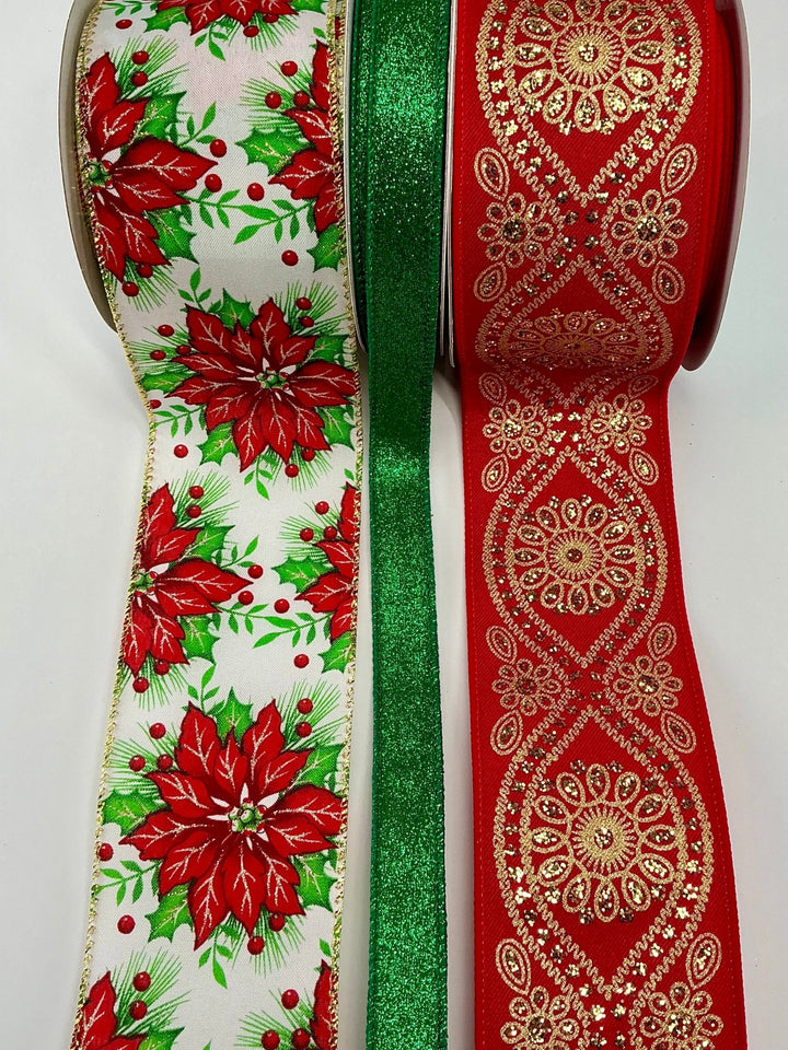 Poinsettia bow bundle x 3 ribbons - Greenery MarketRibbons & Trim
