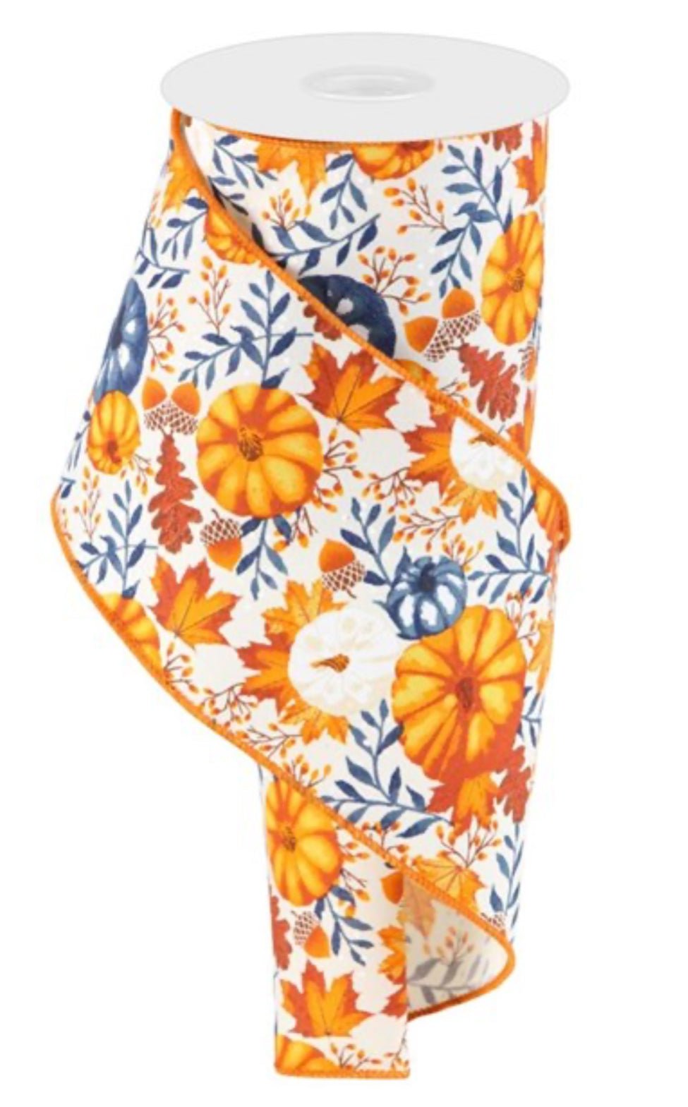 Pumpkin and foliage wired ribbon 4”” - Greenery MarketWired ribbonRGB108230