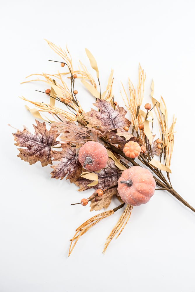 Pumpkin And Maple Leaves Spray - Greenery MarketArtificial Flora65195