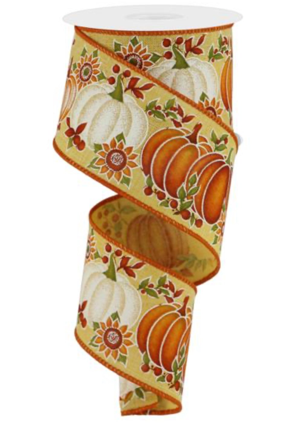 Pumpkin wired ribbon - burgundy and mustard - Greenery MarketWired ribbonRGE1951DP