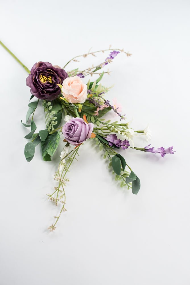 Purple And Pink Rose Flower Spray - Greenery Market64996