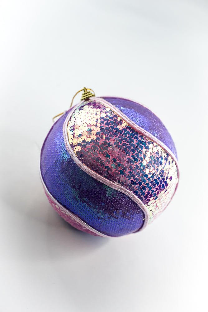 Purple and Pink Sequin Swirl Iridescent Ornament Ball - Greenery Market86469PK