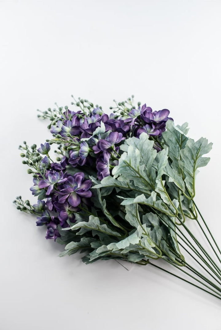 Purple delphiniums artificial flower bush - Greenery MarketArtificial Flora84296 - PU