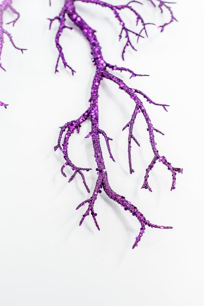 Purple Glitter Twig Spray - Greenery Market57266PU
