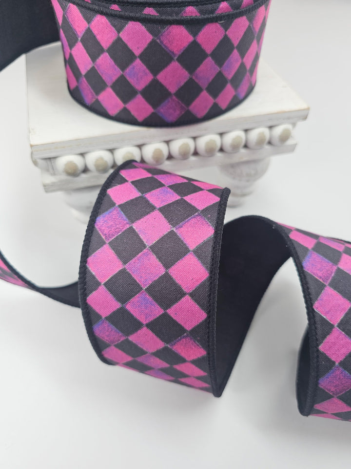 Purple Sketch Checks Farrisilk Wired Ribbon - 2.5" - Greenery MarketRibbons & TrimHR044 - 27