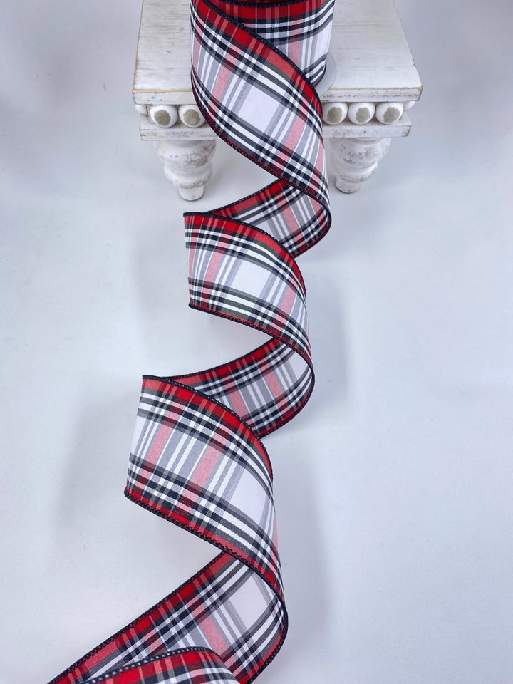Red and black plaid wired ribbon 2.5” - Greenery MarketRibbons & Trim137663