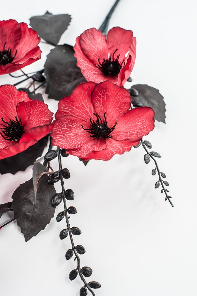 Red And Black Poppy Spray - Greenery Market57208RD