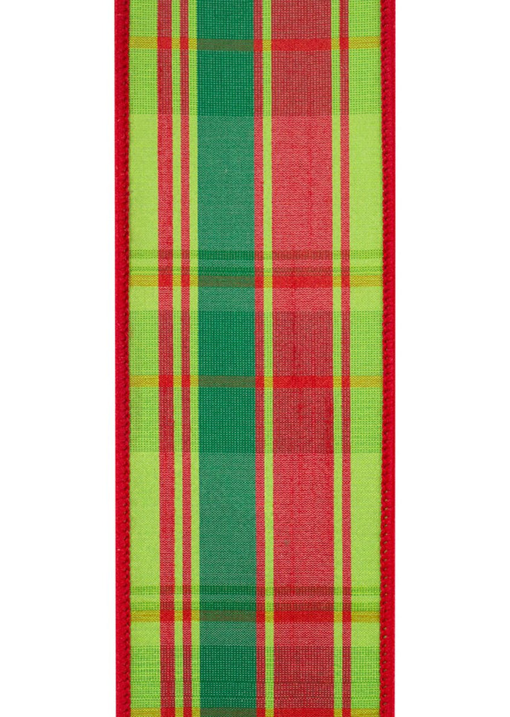Red And Green Plaid Wired Ribbon 2.5” - Greenery MarketWired ribbon94405W - 985 - 40F