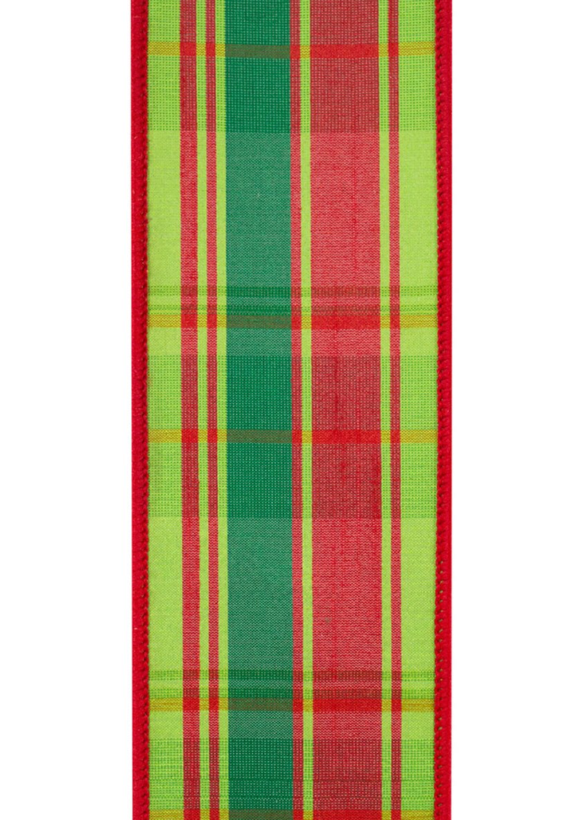 Red And Green Plaid Wired Ribbon 2.5” - Greenery MarketWired ribbon94405W - 985 - 40F