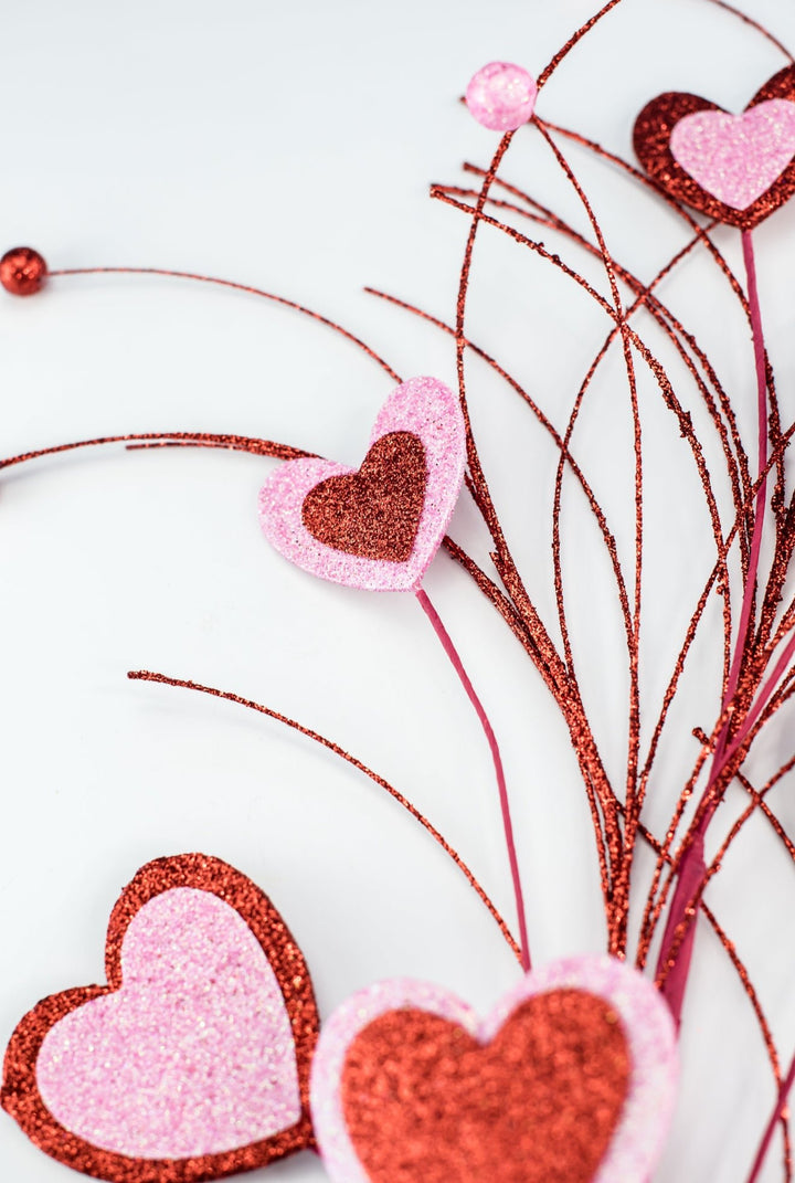 Red and Pink Heart Valentine’s Spray - Greenery MarketPicks64812