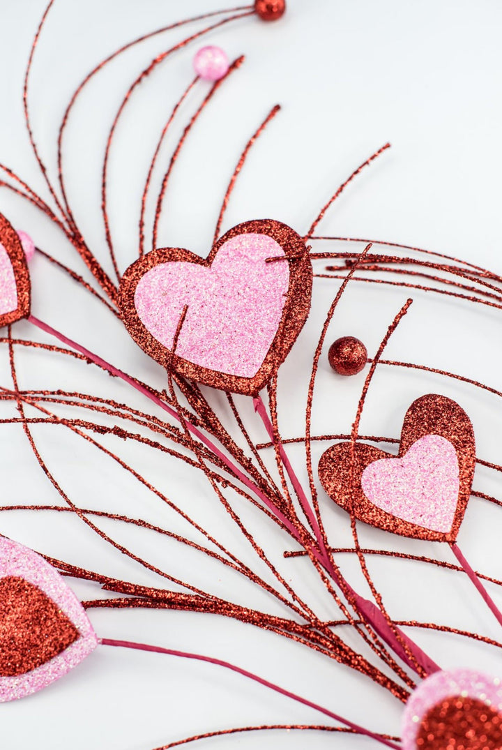 Red and Pink Heart Valentine’s Spray - Greenery MarketPicks64812