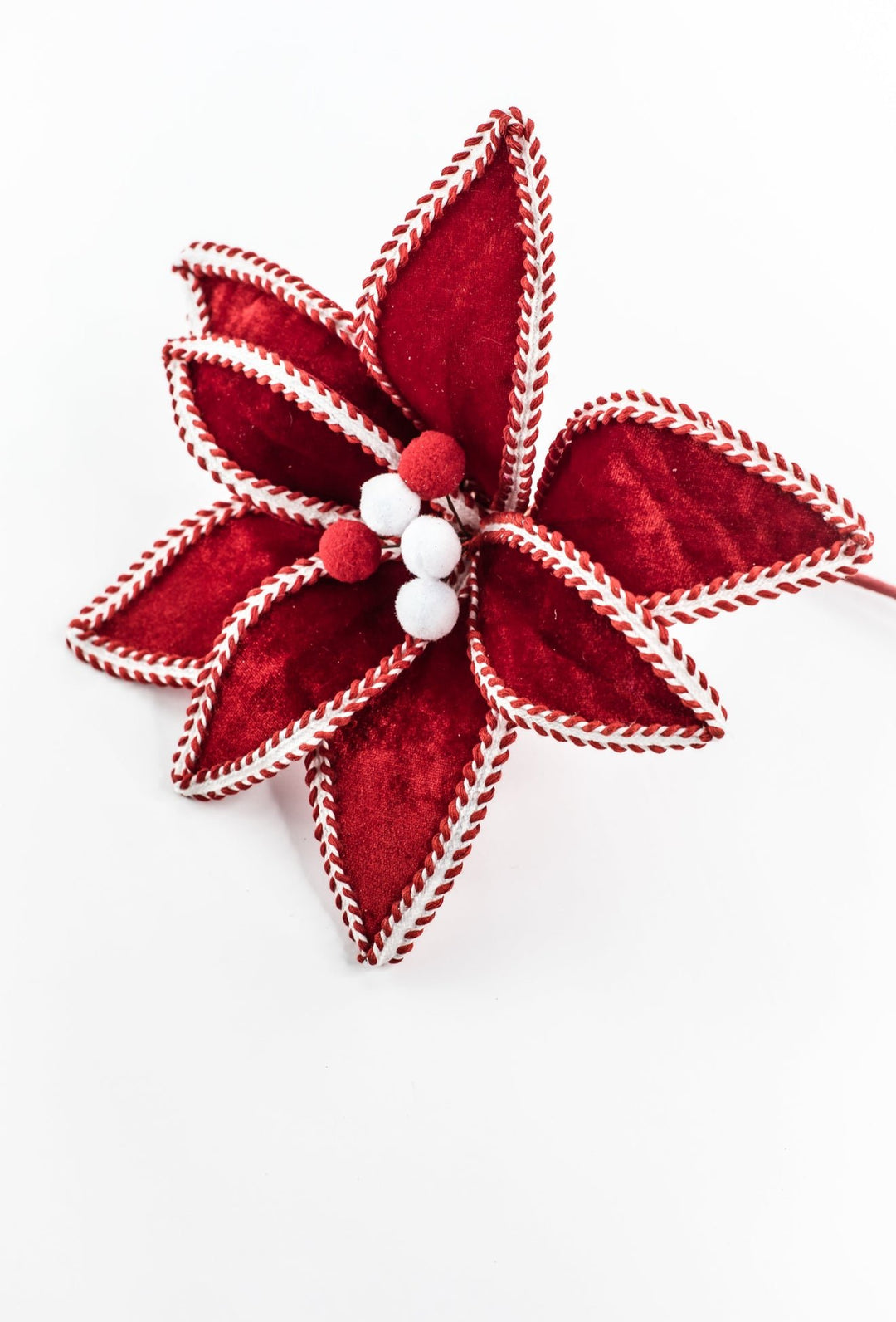 Red and White Peppermint Poinsettia Stem - Greenery Market86285RDWT