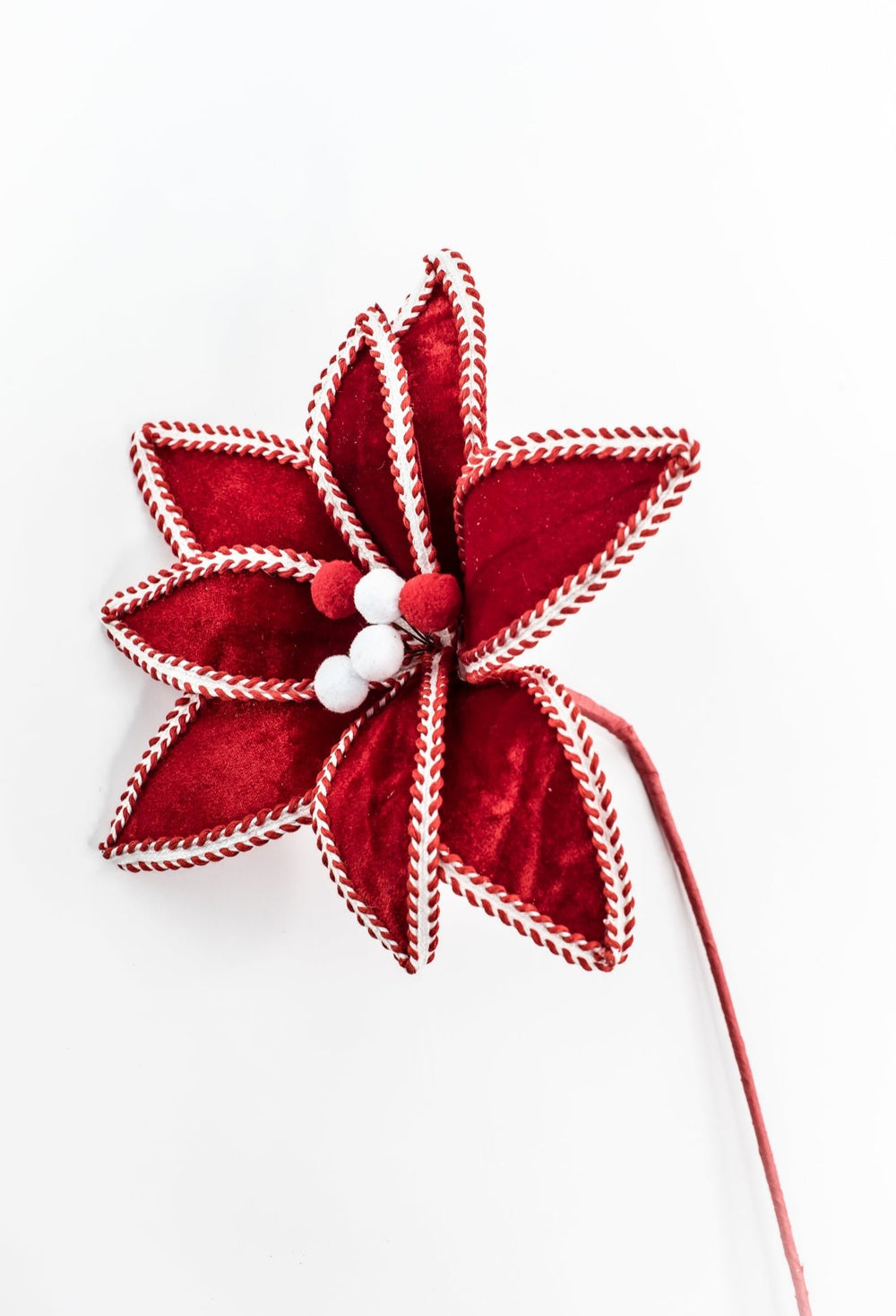 Red and White Peppermint Poinsettia Stem - Greenery Market86285RDWT