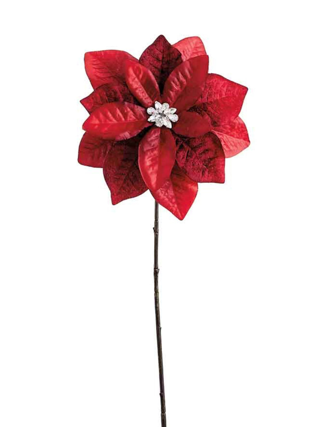 Red & Burgundy Diamond Velvet Poinsettia - 25" - Greenery MarketXFS800-RE/BU