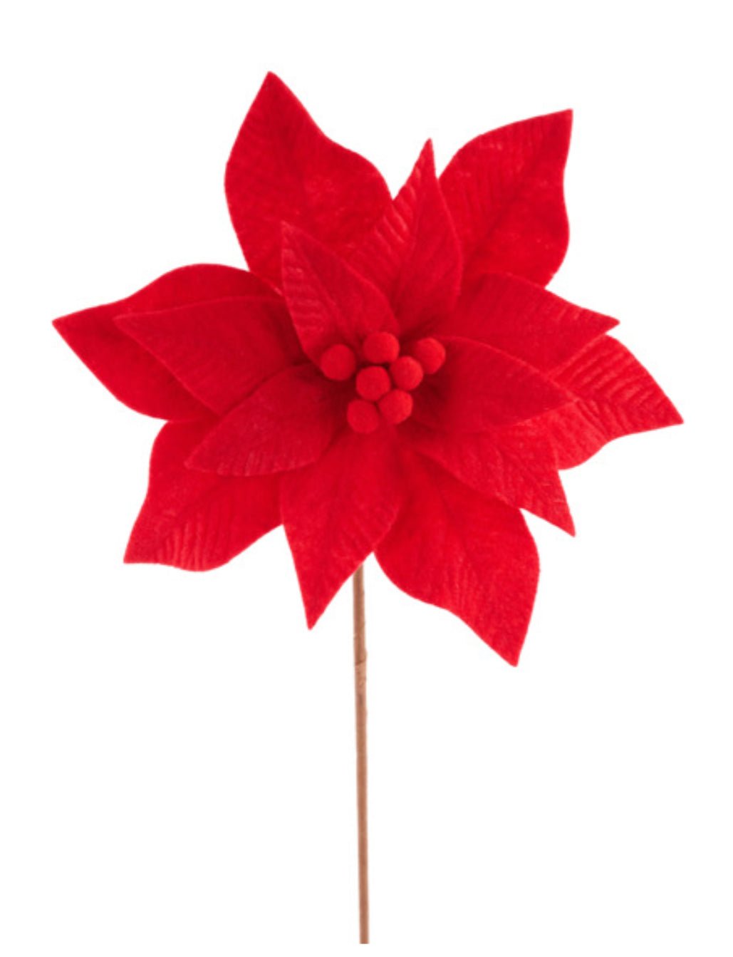 Red felt poinsettia stem - Greenery MarketXS411424