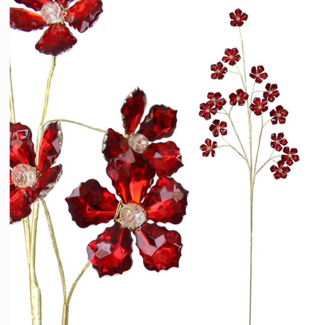 Red Flower Crystal Spray - 28" - Greenery MarketXA340R