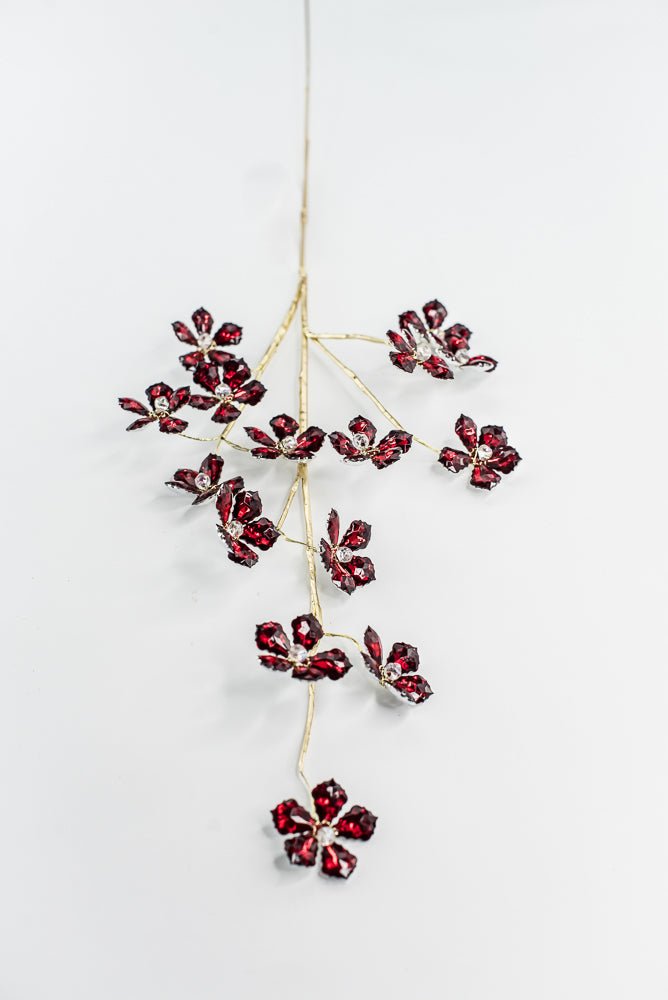 Red Flower Crystal Spray - 28" - Greenery MarketXA340R