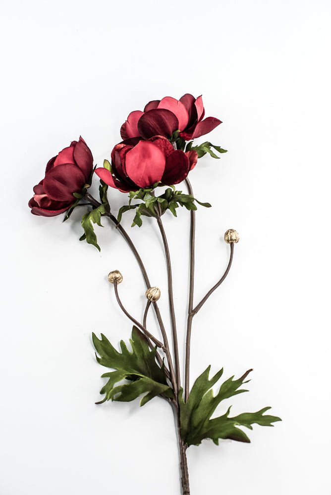 Red Glamour Velvet Anemone Spray - 29" - Greenery MarketXF660R