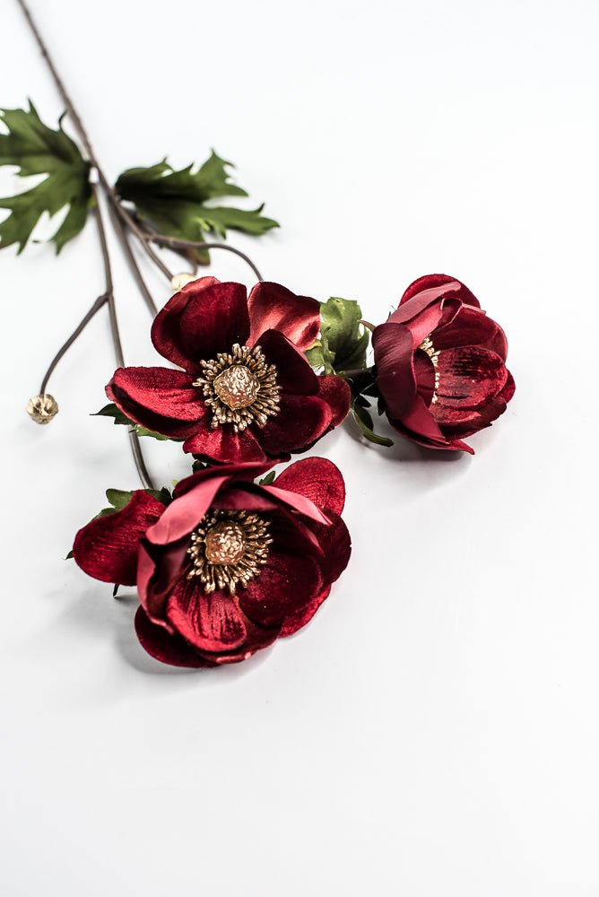 Red Glamour Velvet Anemone Spray - 29" - Greenery MarketXF660R